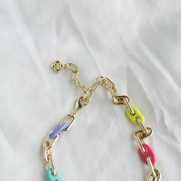 Kendra Scott Bailey Rainbow Multi Mix Gold Chain Bracelet - Picture 4 of 4
